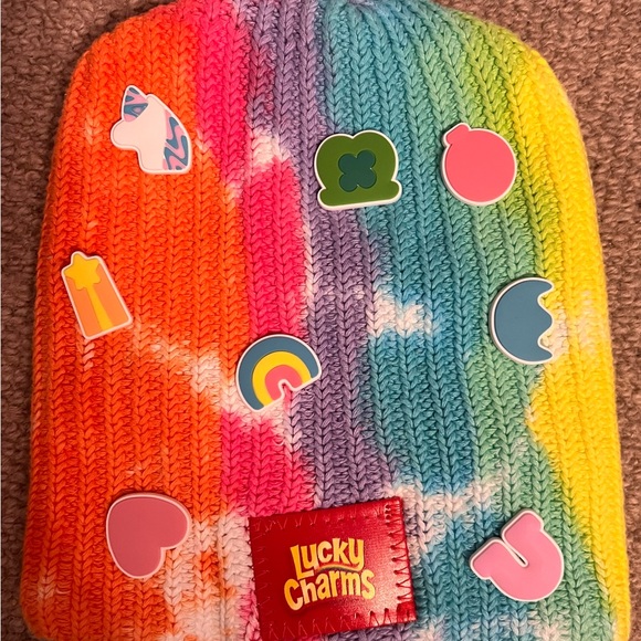 Lucky Charms Rainbow Tie Dye beanie with charms - limited edition - Picture 1 of 3